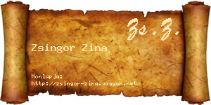 Zsingor Zina névjegykártya
